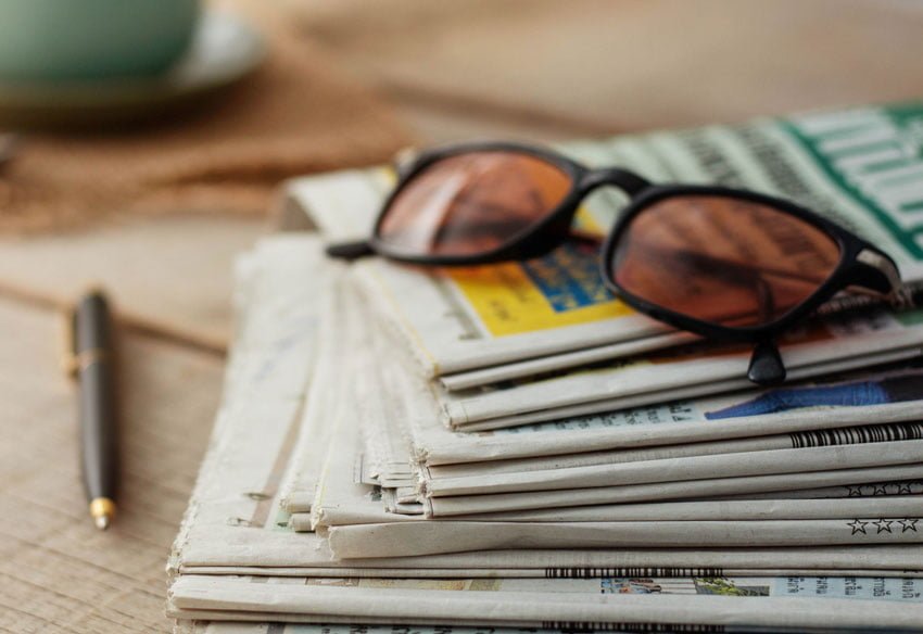 Cooling glass on Newspaper