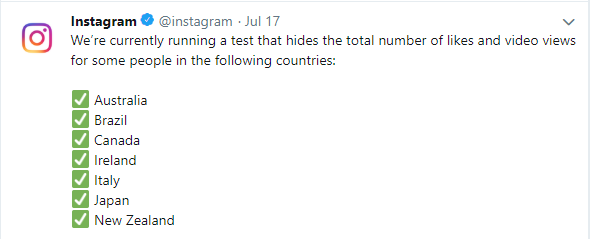 7 countries where Instagram tests hiding likes