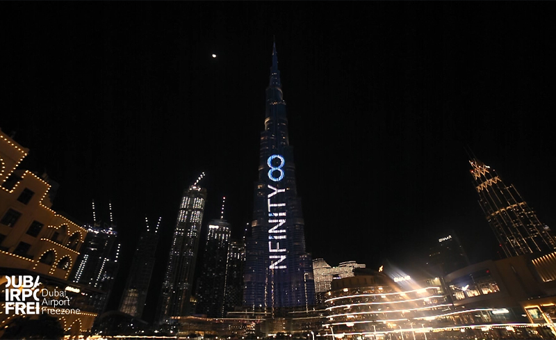 Nfinity8 logo on Burj Khalifa Dubai